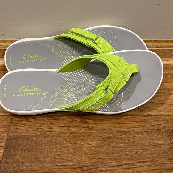 Clarks Flip Flops Women's Size 8 Lime Green Vacation Beach Comfort - Picture 3 of 9